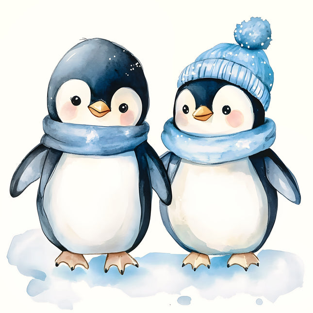 Penguins 100% Cotton Fabric Panel Block AA184