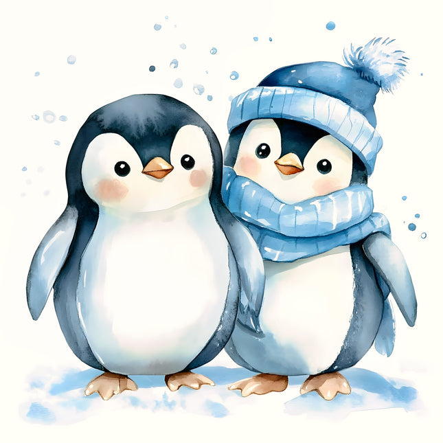 Penguins 100% Cotton Fabric Panel Block AA186