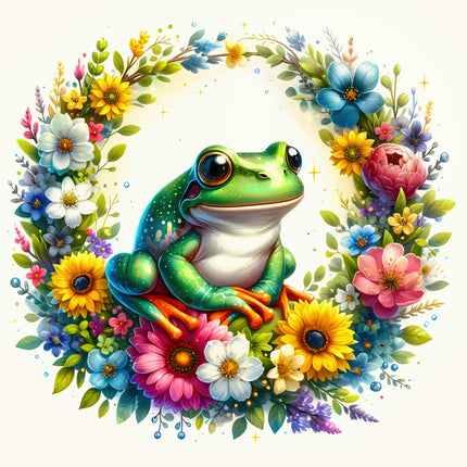 floral frog cotton quilt block