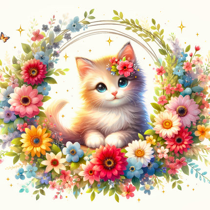 floral cat fabric panel