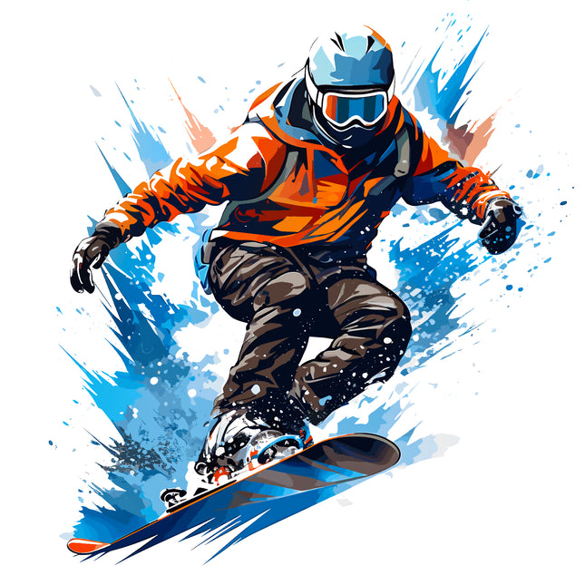 Snowboarding 100% Cotton Fabric Panel Block AA306