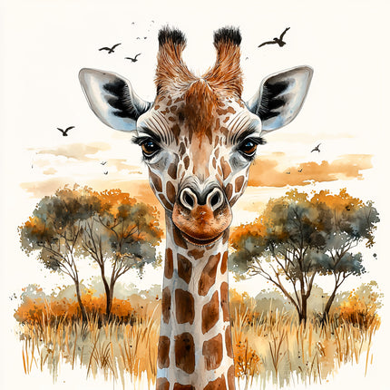 Giraffe 100% Cotton Fabric Panel Block AA40260