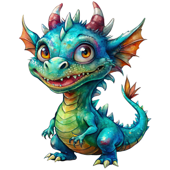 Colorful cartoon dragon quilt block