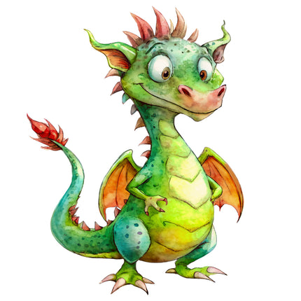 Colorful cartoon dragon fabric panel