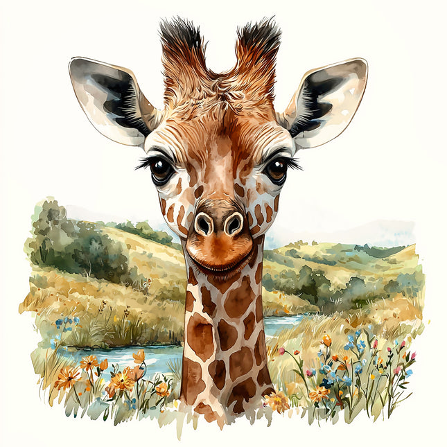 Giraffe 100% Cotton Fabric Panel Block AA40460