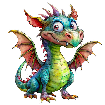 Colorful cartoon dragon fabric panel