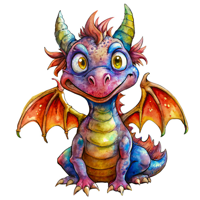 Colorful cartoon dragon with wings quilt block