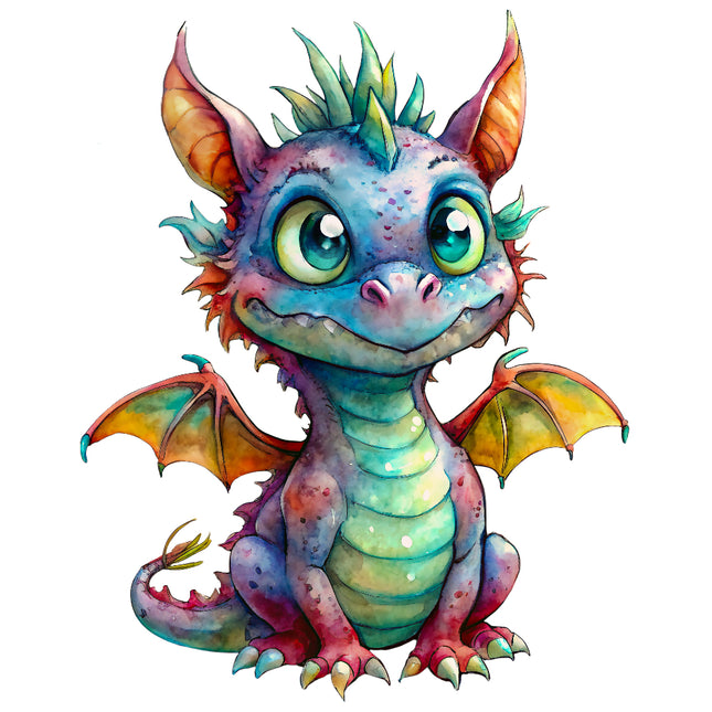 Colorful cartoon dragon illustration quilt block
