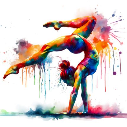 Colorful Gymnast 100% Cotton Fabric Panel Block AA482