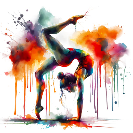 Colorful Gymnast 100% Cotton Fabric Panel Block AA487