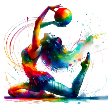 Colorful Gymnast 100% Cotton Fabric Panel Block AA490