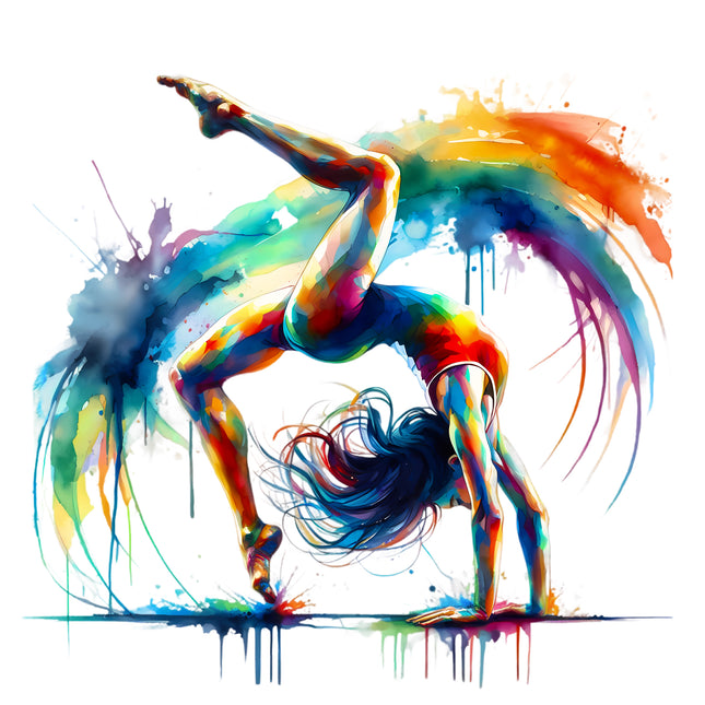 Colorful Gymnast 100% Cotton Fabric Panel Block AA491