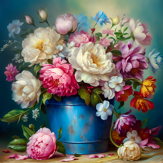 Bouquet of Flowers 100% Cotton Fabric Panel Block AA5024