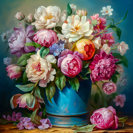 Bouquet of Flowers 100% Cotton Fabric Panel Block AA5027