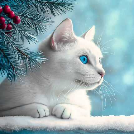 Winter Cat 100% Cotton Fabric Panel Block AA5032