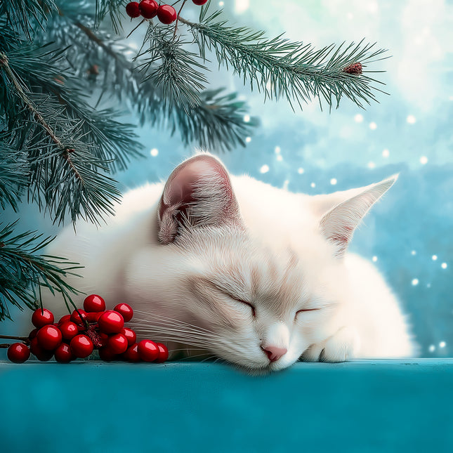 Winter Cat 100% Cotton Fabric Panel Block AA5034