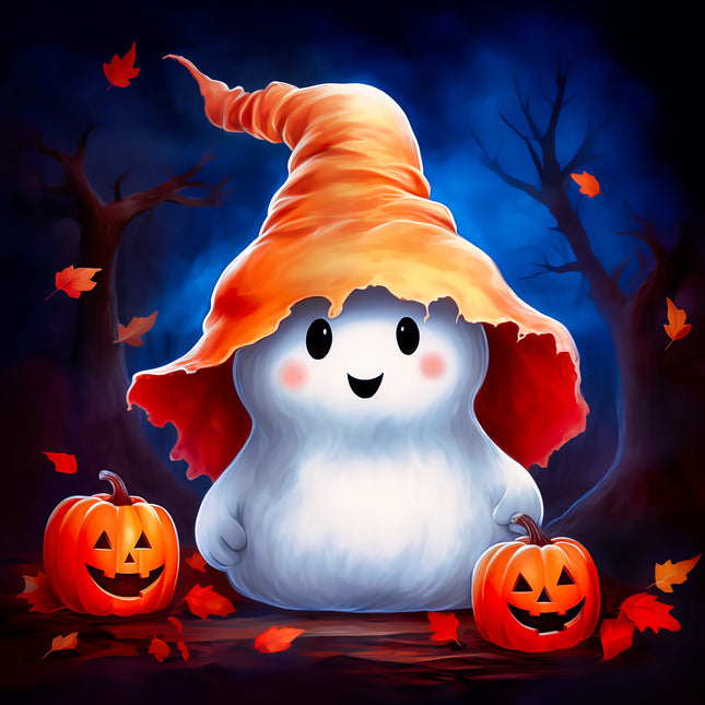 Halloween Ghost & Pumpkin 100% Cotton Fabric Panel Block AA5054