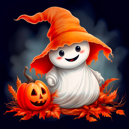 Halloween Ghost & Pumpkin 100% Cotton Fabric Panel Block AA5059