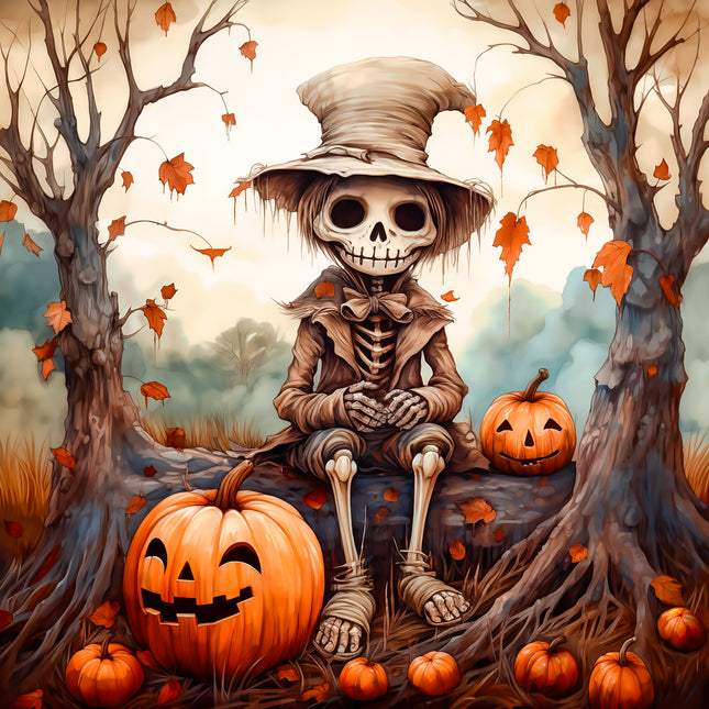 Halloween Skeleton 100% Cotton Fabric Panel Block AA5065