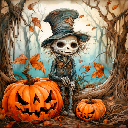 Halloween Skeleton 100% Cotton Fabric Panel Block AA5066