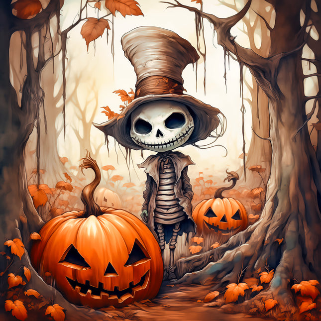 Halloween Skeleton 100% Cotton Fabric Panel Block AA5067