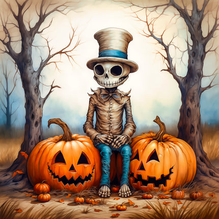 Halloween Skeleton 100% Cotton Fabric Panel Block AA5069