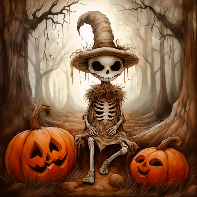 Halloween Skeleton 100% Cotton Fabric Panel Block AA5070