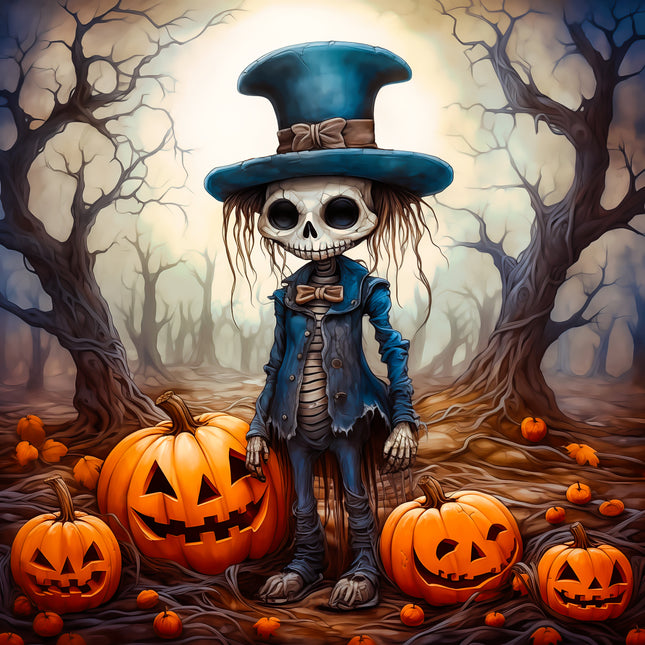 Halloween Skeleton 100% Cotton Fabric Panel Block AA5071