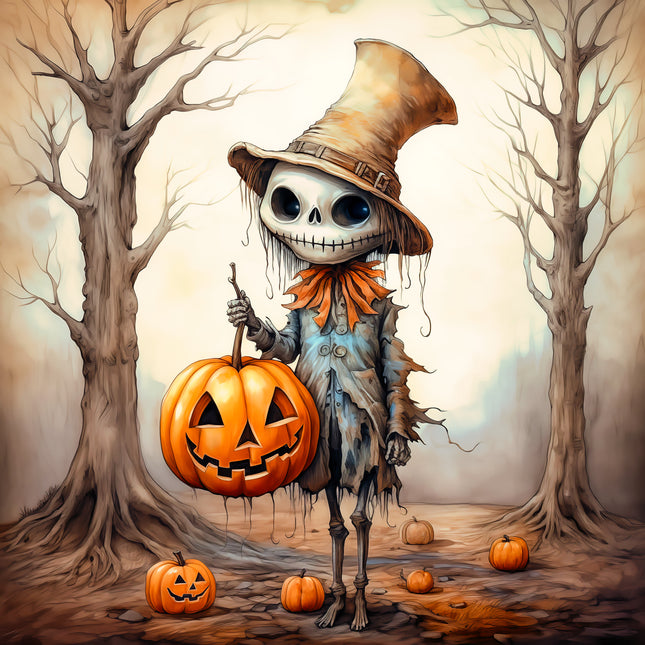 Halloween Skeleton 100% Cotton Fabric Panel Block AA5072