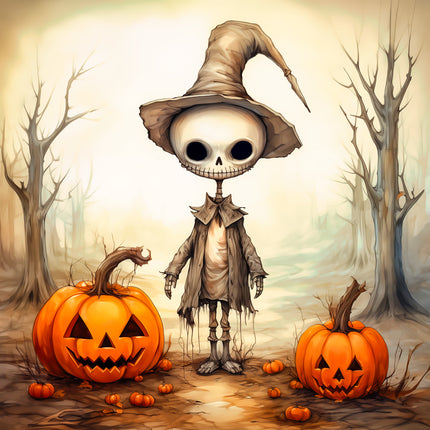 Halloween Skeleton 100% Cotton Fabric Panel Block AA5073