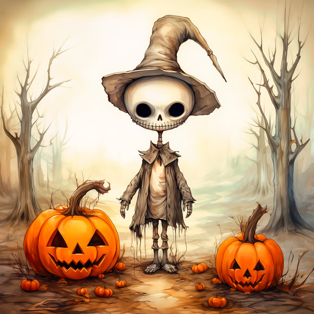 Halloween Skeleton 100% Cotton Fabric Panel Block AA5073