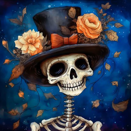 Halloween Skeleton 100% Cotton Fabric Panel Block AA5088