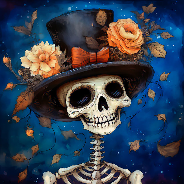 Halloween Skeleton 100% Cotton Fabric Panel Block AA5088