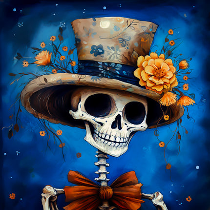 Halloween Skeleton 100% Cotton Fabric Panel Block AA5090