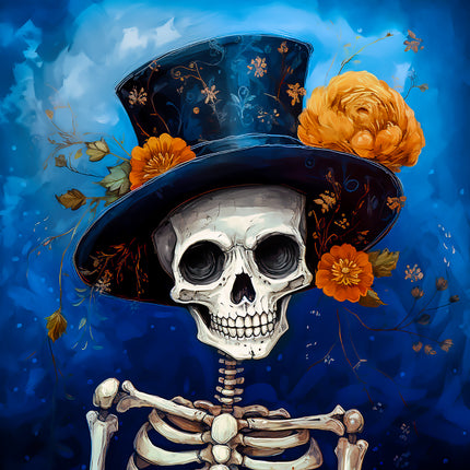 Halloween Skeleton 100% Cotton Fabric Panel Block AA5098