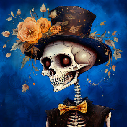 Halloween Skeleton 100% Cotton Fabric Panel Block AA5099