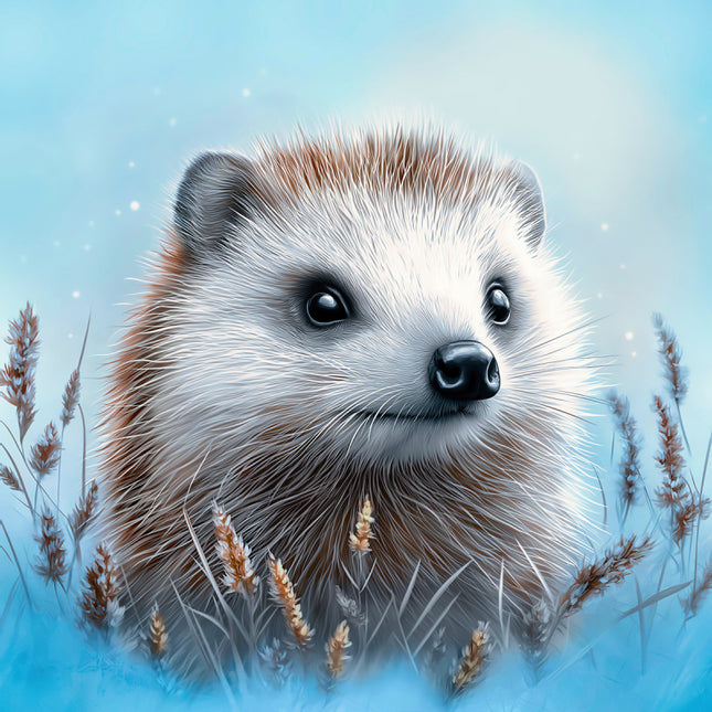Illustration of a hedgehog fabric panel