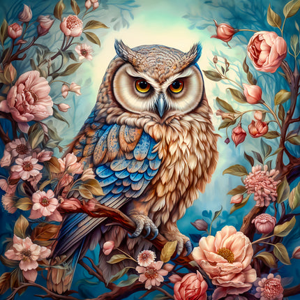 Fantasy Owl 100% Cotton Fabric Panel Block AA5112