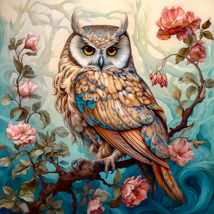 Fantasy Owl 100% Cotton Fabric Panel Block AA5113