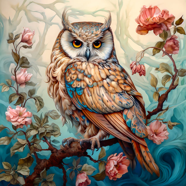 Fantasy Owl 100% Cotton Fabric Panel Block AA5113