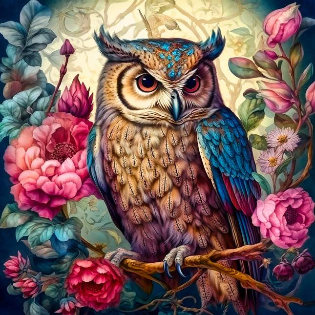 Fantasy Owl 100% Cotton Fabric Panel Block AA5114