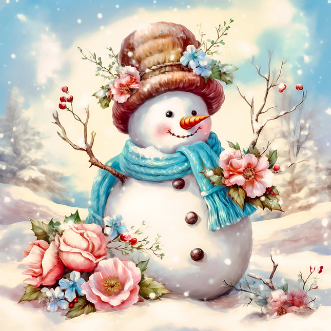 Snowman 100% Cotton Fabric Panel Block AA5129