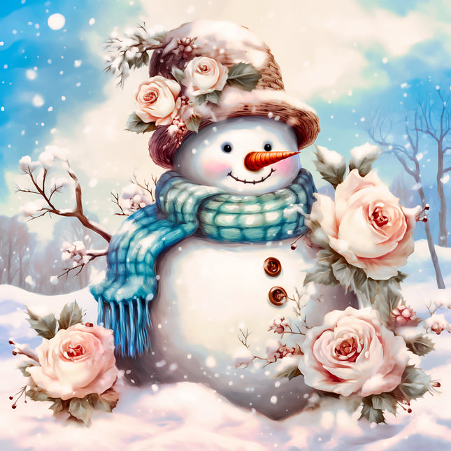 Snowman 100% Cotton Fabric Panel Block AA5132