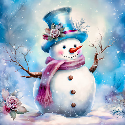 Snowman 100% Cotton Fabric Panel Block AA5138