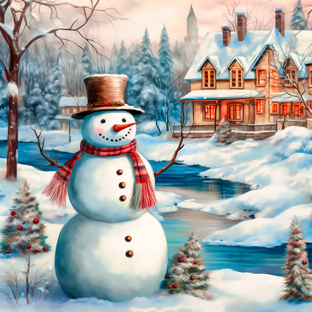 Snowman 100% Cotton Fabric Panel Block AA5141