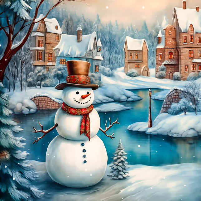 Snowman 100% Cotton Fabric Panel Block AA5144
