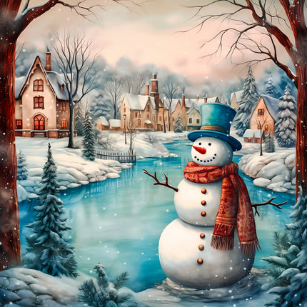 Snowman 100% Cotton Fabric Panel Block AA5146