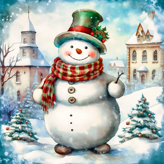 Snowman 100% Cotton Fabric Panel Block AA5147