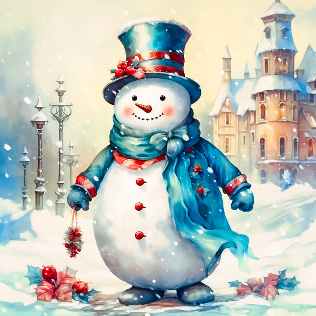 Snowman 100% Cotton Fabric Panel Block AA5148