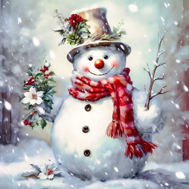 Snowman 100% Cotton Fabric Panel Block AA5150